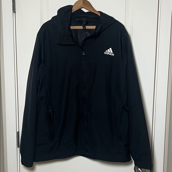adidas Other - Adidas Black Windbreaker 3-stripes Hooded Jacket XL